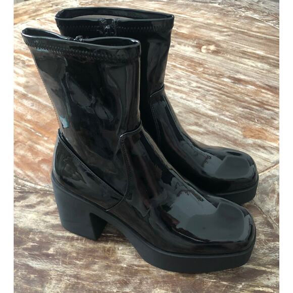 Aldo Upstep Boots Platform Patent Leather  Black NEW 6.5 US - Picture 3 of 8
